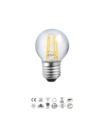 BOMBILLA LED - E27 ESFERICA MINI FILAMENTO - 4W - 2700K - 400Lm -360º